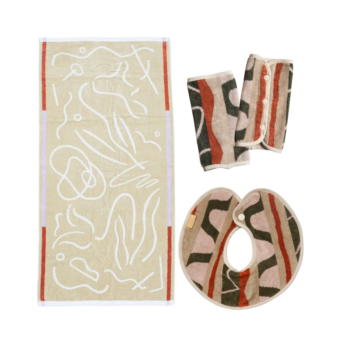 【BABY GIFT SET】タオルスタイ&バスタオル&抱っこ紐カバー