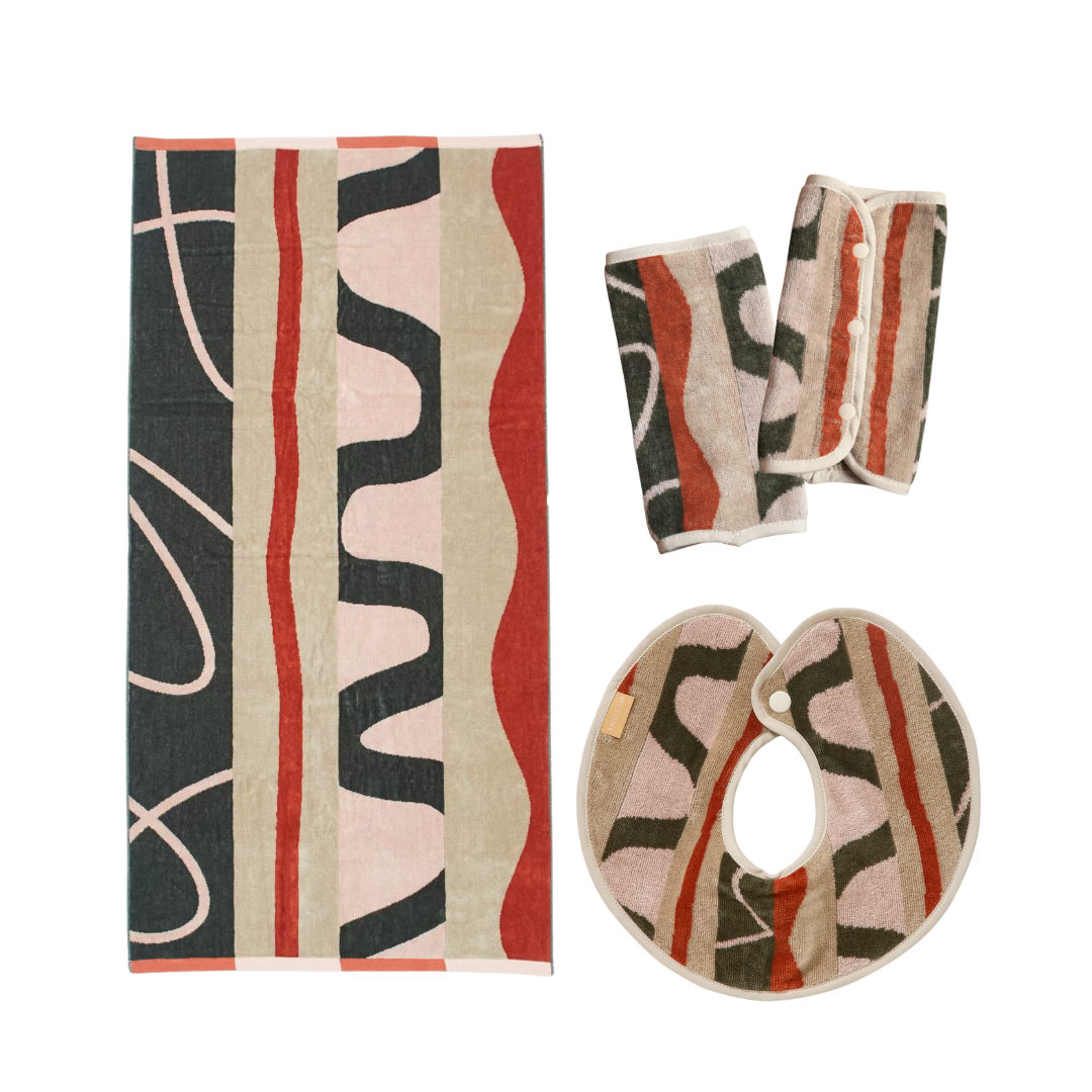 【BABY GIFT SET】タオルスタイ&バスタオル&抱っこ紐カバー