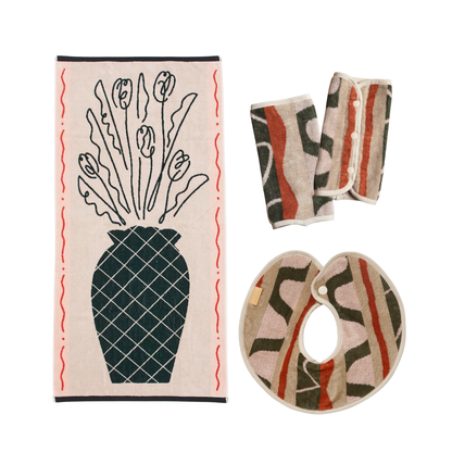 【BABY GIFT SET】タオルスタイ&バスタオル&抱っこ紐カバー