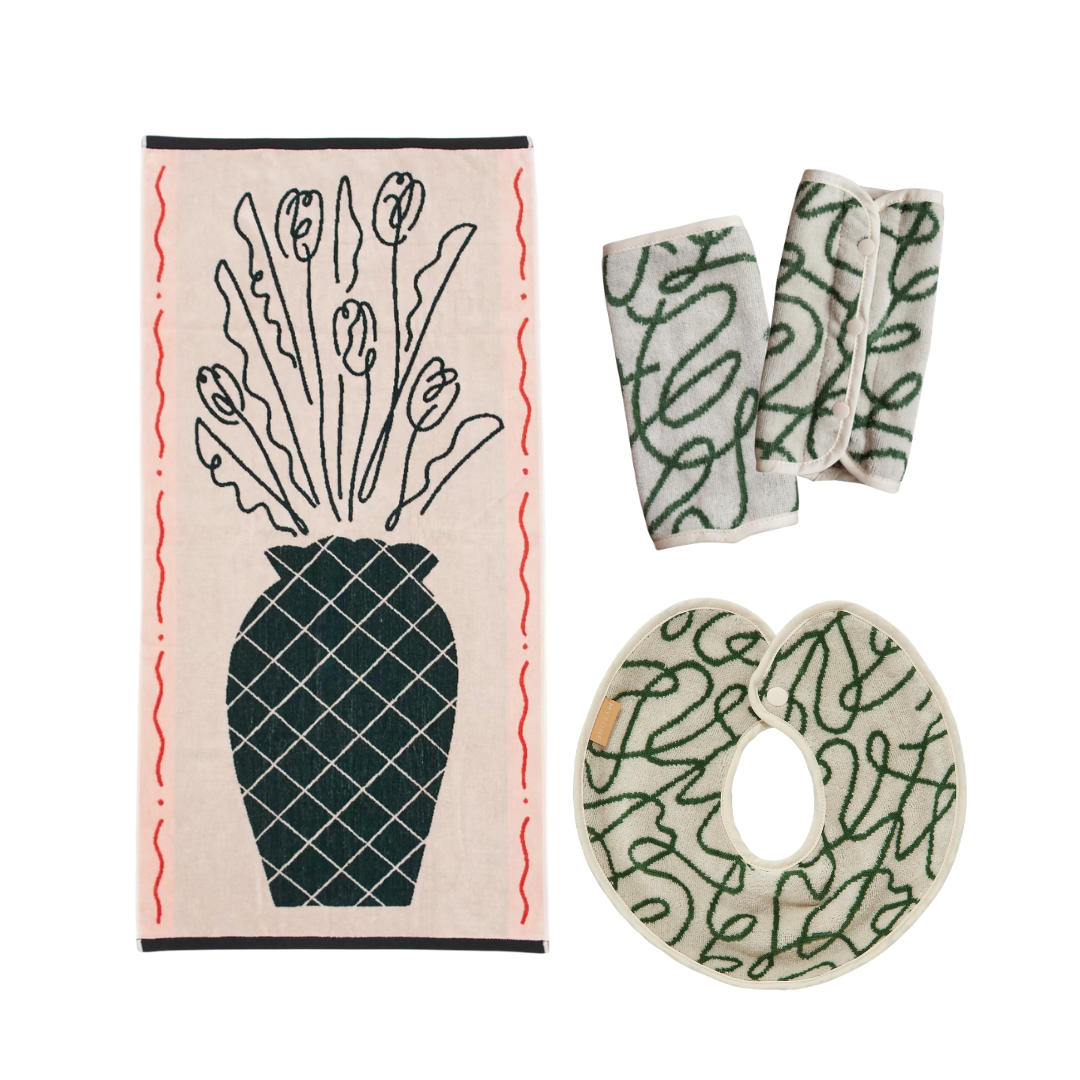 【BABY GIFT SET】タオルスタイ&バスタオル&抱っこ紐カバー