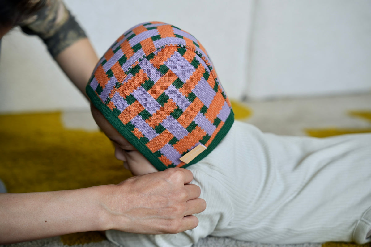 ベビーボンネット：Weave / viridian green