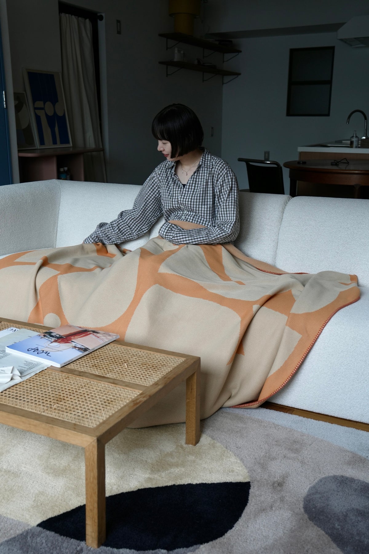 〈予約販売 / 限定タオルポーチ付〉ニットブランケット【M】：Giving