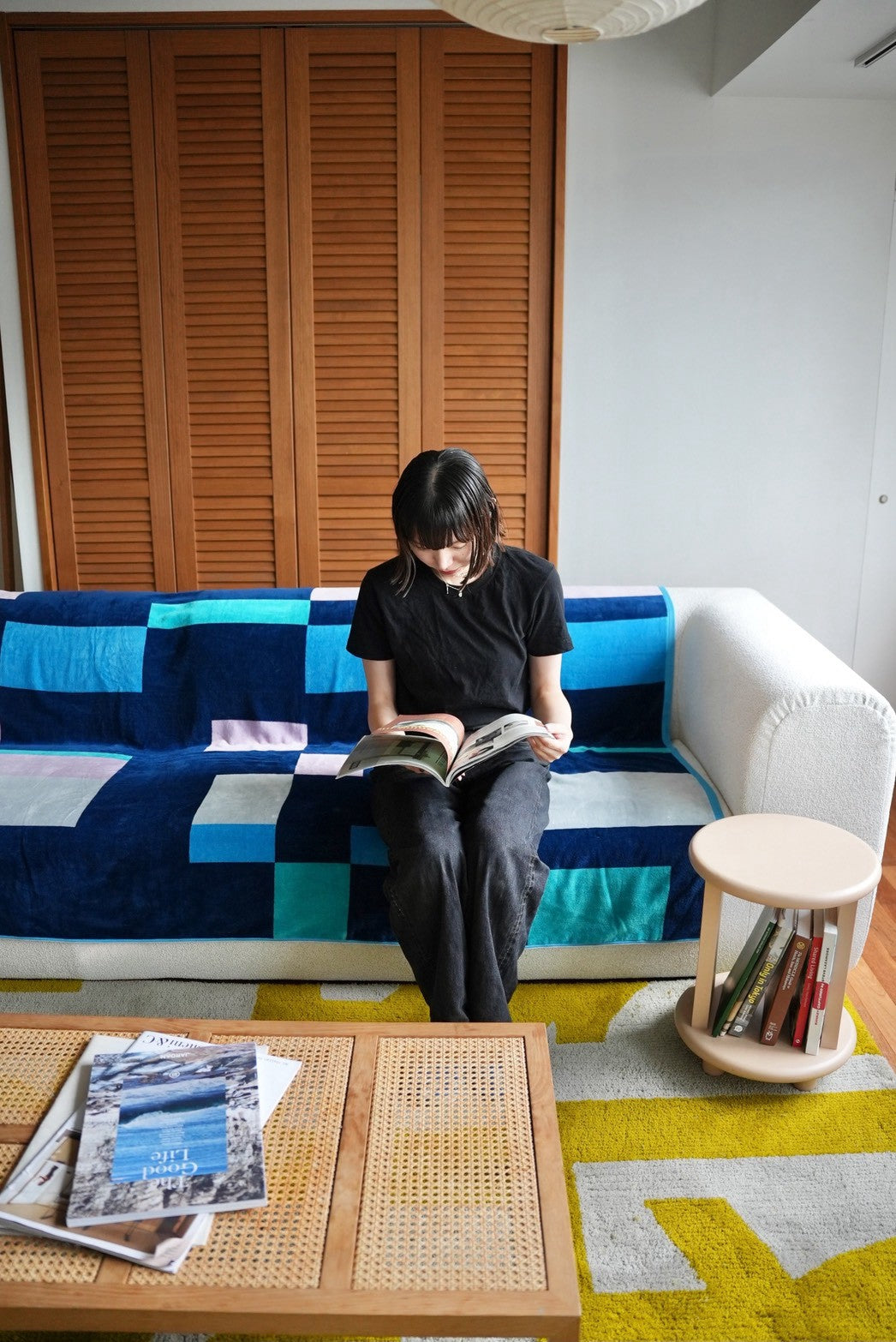 BED THROW BLANKET：Rectangle / navy