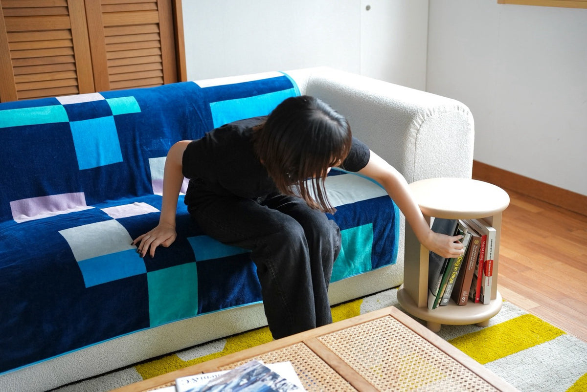 BED THROW BLANKET：Rectangle / navy