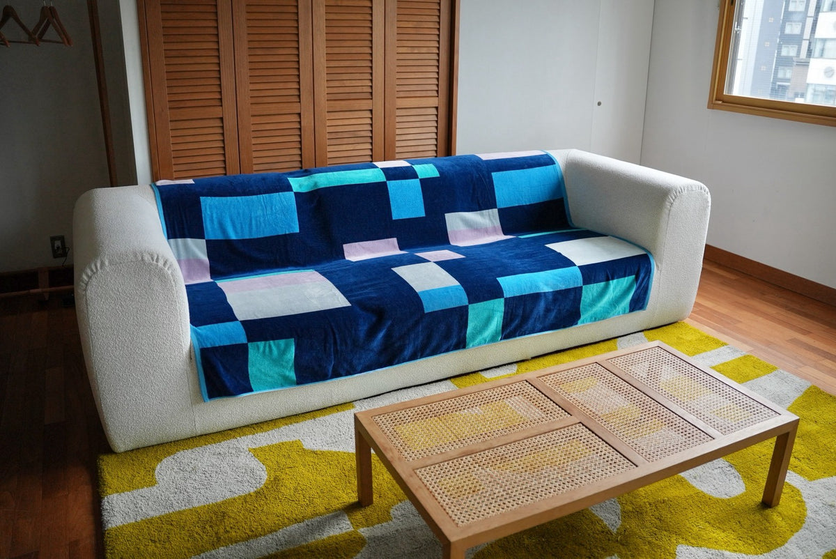 BED THROW BLANKET：Rectangle / navy
