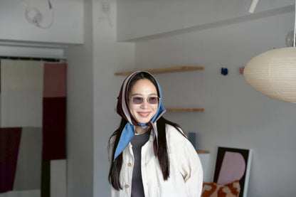 トライアングルスカーフ / TRIANGLE SCARF：Blue Boundary