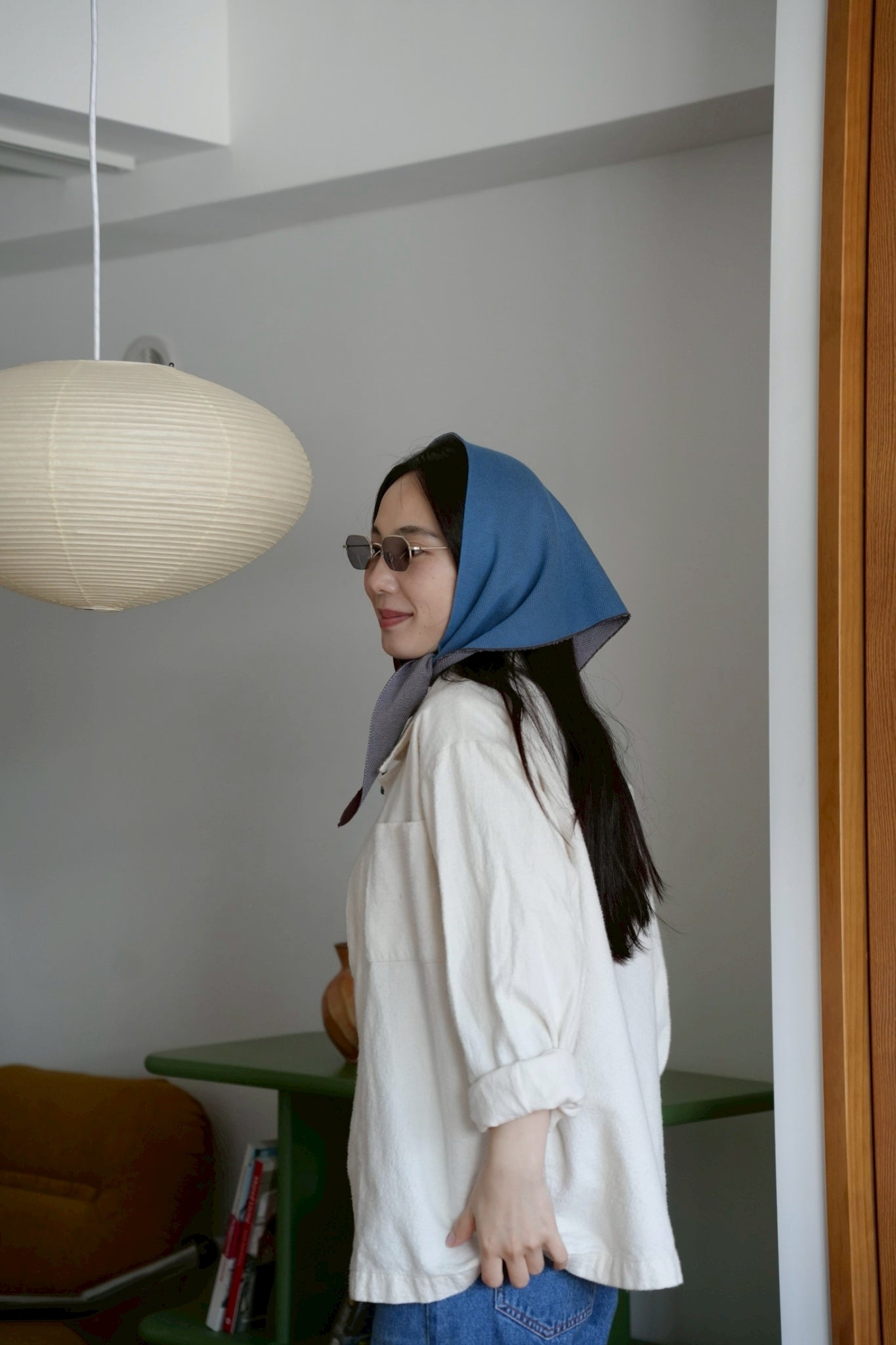 トライアングルスカーフ / TRIANGLE SCARF：Blue Boundary