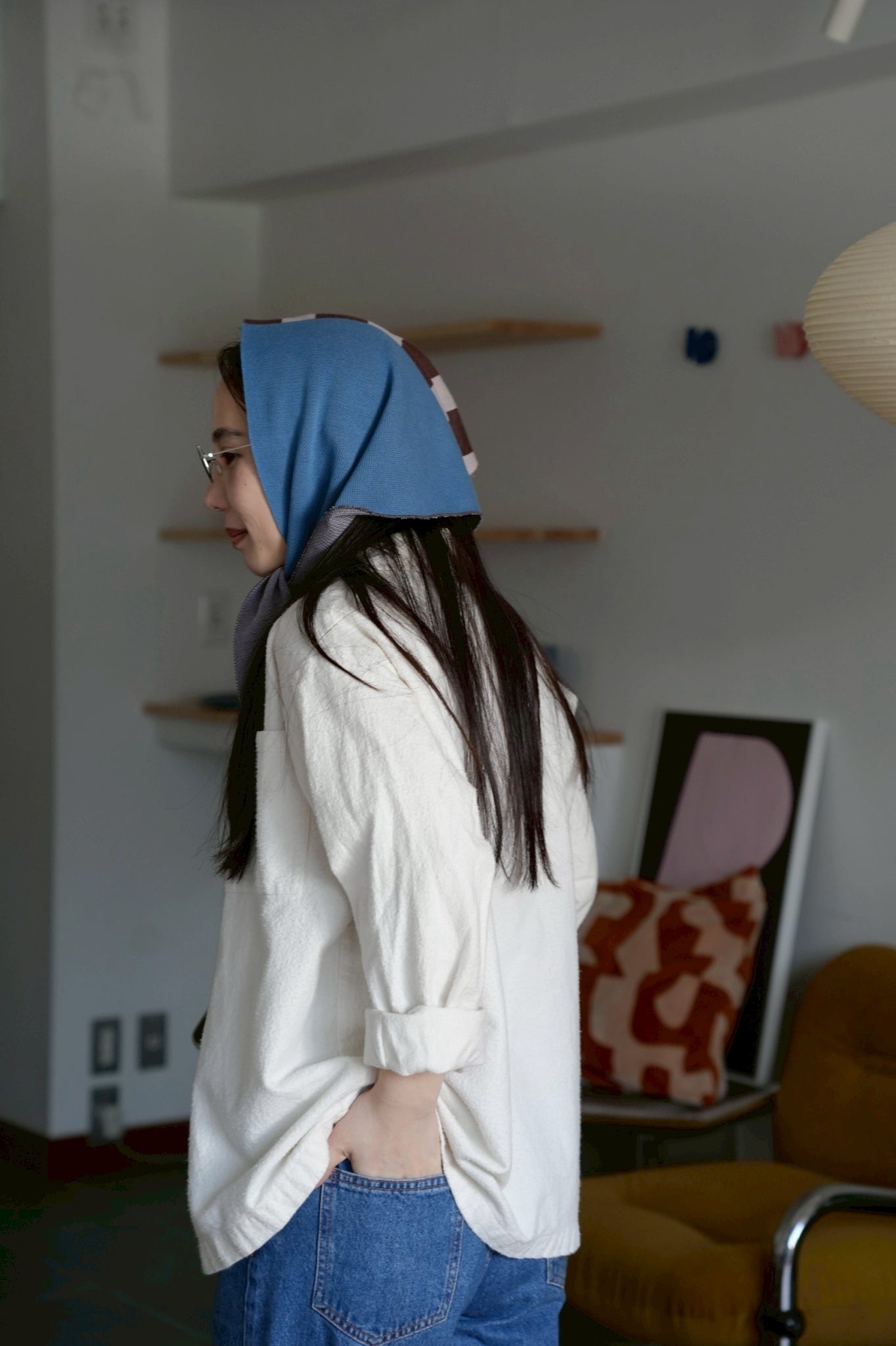 トライアングルスカーフ / TRIANGLE SCARF：Blue Boundary