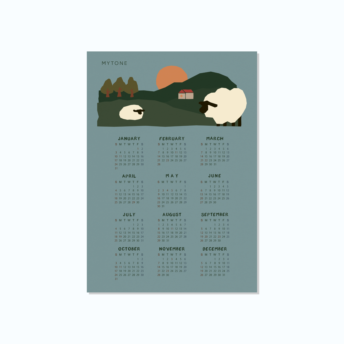 2027 ART CALENDAR：Sheep Scape